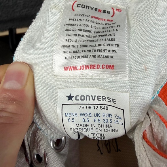 Converse Chuck Taylor All Star High‎ Top Orange Teal GO VOLS Shoes Mens 6.5 - Picture 8 of 9